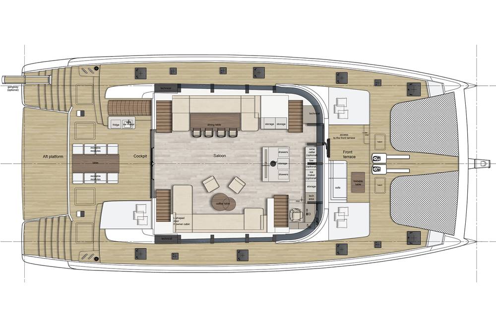 План-схема Катамаран Sunreef 80 для программы «Яхт-менеджмент»