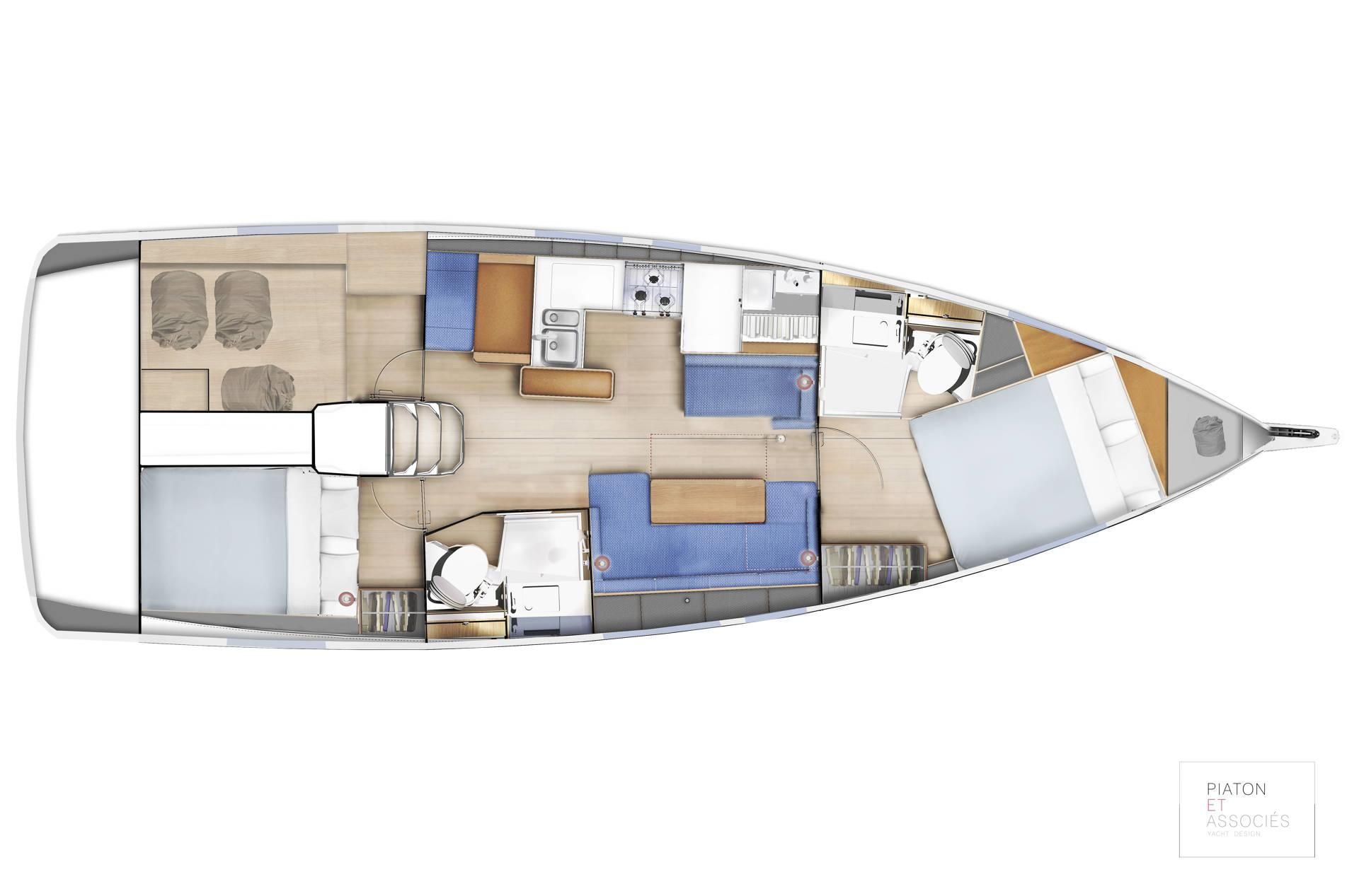 План-схема Парусная яхта Sun Odyssey 410 New для программы «Яхт-менеджмент»